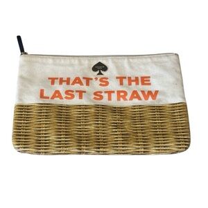 Kate Spade That's The Last Straw Canvas Clutch Zipper Pouch Bag
